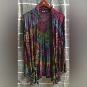Jayli Tie Dye Lightweight, Open front Jacket-L/XL